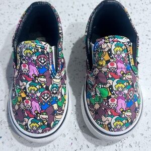 Super Mario Vans Kids Colorful Slip-On Shoes Sz Toddler 5